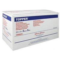 Topper Drain Sponge Swab, 5 x 5 cm, 5/Pack, Sterile, 20/Box Box