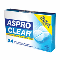 Aspro Clear Effervescent Tablets, 300mg, 24 Tablets/Pack Pack