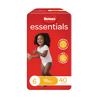 Huggies Essential Nappies Junior Size 6 (16Kg and Over), Unisex, 12 Hour Absorbency, 40 Pieces/Pack, 4 Packs/Carton Carton