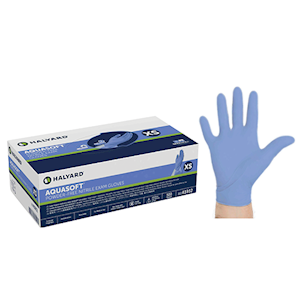 Halyard Aquasoft Nitrile Examination Gloves, Powder Free, Extra Large, Blue, 250/Box Box