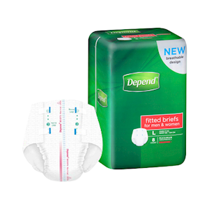 DEPEND FITTED BRIEFS LARGE 18/PK, 4PK/CT Carton
