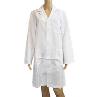 Liv Laboratory Coat, Dust Coat, with Press Stud Fastenings, Extra Large (Male: 132, Female: 30), 100pct Cotton, Latex Free, White, Each Each