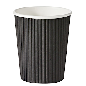 Livingstone Corrugated Paper Cup 177ml or 6oz, Hot & Cold, Biodegradable, Double Wall, Black, 25 Pieces/Pack, 20 Packs/Carton, 500/Carton Carton