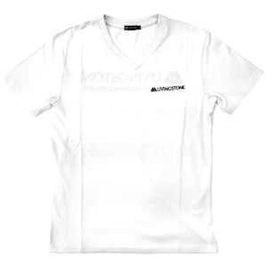 Livingstone V-Neck T-Shirt, 100pct Cotton, 45+ Thread Count, 220GSM Yarn Weight, Double Extra Large, White, Each Each