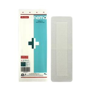 Nema Adhesive Island Dressing with Non-Adherent Pad, Nonwoven, 25 x 8.25cm, White, Sterile, Each Each