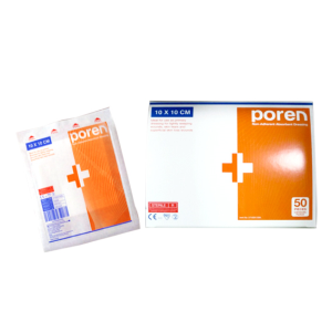 Poren Non-Adherent Absorbent Dressing, 10 x 10cm, Sterile, 50/Box (Supplied as 10 bxs of 5) Box