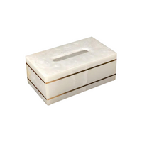 Marble Tissue Box, 20(L) x 14(W) x 9(H) cm, Rectangle, White Gold, Each