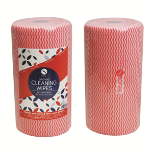 Sofeel Original Microfibre Heavy Duty Super Cleaning Wipes, 30cm Width, Perforated Every 50cm, HACCP, Red, 85 Cloths/Roll, Loose Roll Roll