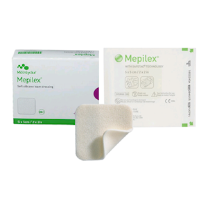 Mepilex Silicone Foam Dressing, 5 x 5cm, Self Adherent, 5 Pieces/Box Box