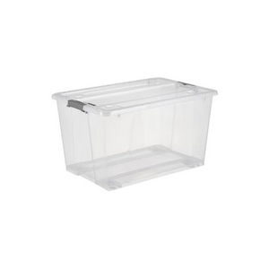 Montgomery Modular Storage Container with Lid and Wheels, 50L, 570(L) x 385(W)x 328(H)mm, Stackable, Clear, Polypropylene, Each Each