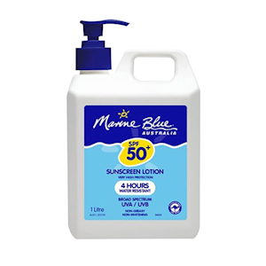 Marine Blue Sunscreen Lotion, SPF 50+ Dry Touch, 1L, 4-Hour Water Resistant, UVA/UVB Protection, Quick-Absorbing,Non-Greasy, Each Each