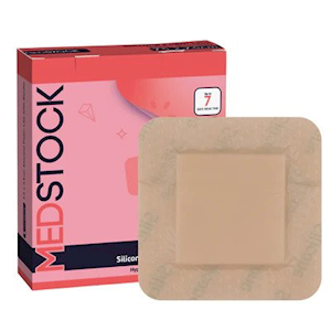 Medstock Silicone Foam Lite Dressing, 5cm x 5cm, with Border, 10 Pieces/Pack Pack