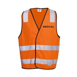 Holyshirt Medical Hi-Visibility Safety Vest, 100pct Polyester, Day and Night, Large, Orange, Each Each