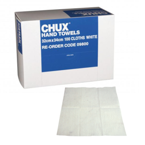 Chux Regular Hand Towel, 34 x 32cm, White, 100 Sheets/Carton