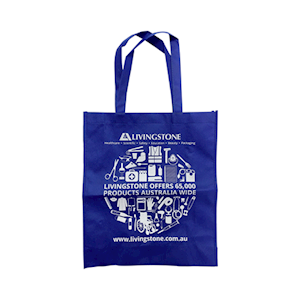 Livingstone Tote Bag, 35 x 41 x 11cm, 80gsm, Nonwoven, Eco-Friendly, Navy/White, Each Each