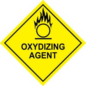 STICKERS, "OXIDISING AGENT", 20X20MM, 250/ROLL Roll
