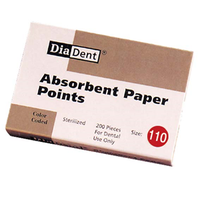 Diadent Absorbent Paper Points, ISO Size No. 110, Biodegradable, Sterile, Red, 120/Vial, 6 Vials/Pack Pack