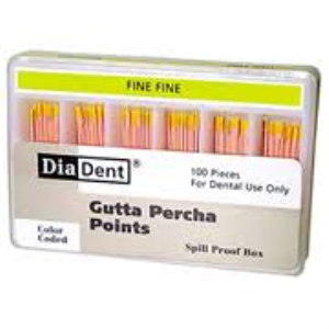 Diadent Absorbent Paper Points, Size No. F, Fine, Biodegradable, Sterile, Red, 200/Pack Pack