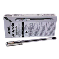 Pens P/Tel Hybrid Roller 0.6mm Black (12/Bx) Pack
