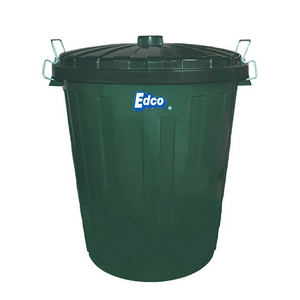 Edco Recyclable Plastic Garbage Bin with Lid, 55 Litres, Green, Each Each