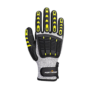 Portwest Anti Impact Cut Resistant Glove, A722, Large, Grey/Black, Non-Sterile, Pair