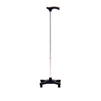 Adjustable Quad Stick, Aluminium. Silver, Adult 70-92.5 cm, 100 kg Load Weight, Each Each