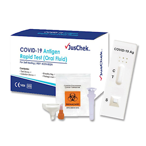 Out of Date, JusChek COVID-19 Rapid Antigen Test, Oral Saliva Fluid, Self-Test, 1 Test/Box, Expiry Dec 2023 Box