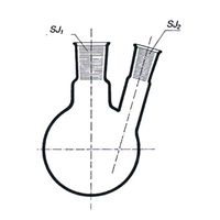 Mowbray Flask, Round Bottom, 1000ml, Two Neck, 24/29 Socket 19/26 Side Socket, Borosilicate Glass, Each Each