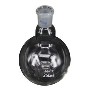 Lincon Round-Bottom Spherical/Boiling Flask, 250mL, Short Neck, Socket Joint 19/26, Borosilicate Glass, Each Each