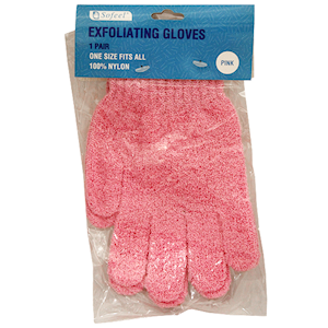 Sofeel Exfoliating Massage Gloves, Nylon, Blue, Fits All Sizes, 2/Pack Pair