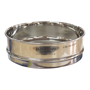 Test Sieve, 212 Microns, 200mm Diameter, 50mm Height, Stainless Steel, Certified, Each Each