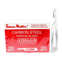 Swann Morton Surgical Scalpel Blade, Size 15C, Carbon Steel, Sterile, 100 Pieces/Box Box