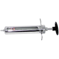 Veterinary Metal Syringe with Glass Barrel, Luer Slip Nozzle, 20ml Each