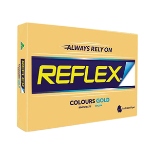 Reflex Premium Tinted Colour Papers, A3, 80 (W) GSM, Carbon Neutral, Biodegradable, Gold, 500 Sheets/Ream