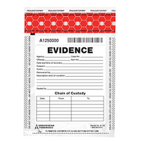EVIDENCE BAG, MEDIUM SIZE, SERCHIE 100/BG CAT NO: IEB7500 Box