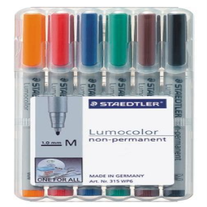 LUMOCOLOR PEN NON-PERM. MED. WALLET/6 Pack
