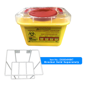 Liv Needles Sharps Waste Collector, 3 Litres, Screw Lid & Finger Guard, Clear View Top, Square, Recyclable Plastic, Yellow, 10/Carton Carton