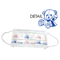 Tecnol Face Mask, Non-Therapeutic Use, Adult Size with Teddy Bear Design, 3 Ply, Earloop, PFE 0.1 micron at 97.7pct., Made in USA 50/Box Box