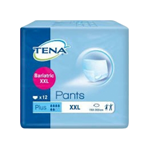 Tena Pants Plus, 157 to 203m, 1440ml, Double Extra Large, Bariatric, 12 Pieces/Pack, 4 Packs/Carton Carton