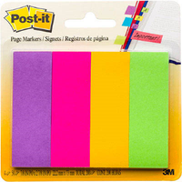 3M 671-4AU Post-It Page Markers, 23 x 73mm, Assorted Colours, 50 Sheets/Pad, 4 Pads/Pack Pack
