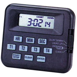 Livingstone Programmable LCD Up or Down Timer Clock with Alarm, 4 Settings or Channels, Battery Included Each