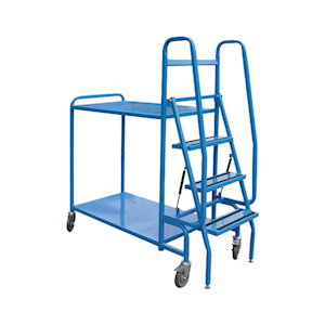 MHA Order Picking Ladder Trolley, 2-Tier, 1457 x 550 x 1613mm, 300kg Load Capacity, Each Each