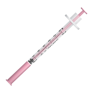 Terumo Unisharp Fixed Needle Syringe, 0.3mL, 31G x 8mm, with Pink Plunger, 100 Pieces/Box Box