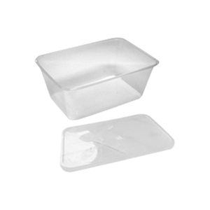 Universal Take-Away Rectangular Container, Base and Lid Set, Clear, Recyclable Plastic, 1 Litre,50 Sets/Pack, 500 Sets/Carton Kit