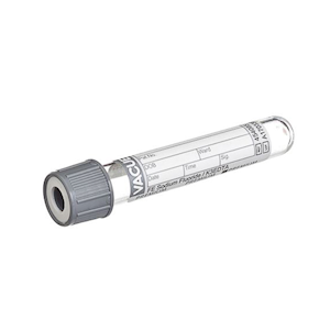 Greiner Premium Vacuette Tube, FE Sodium Fluoride/K3EDTA, 2mL, Grey Cap, White Ring, Sterile, 50 Pieces/Pack Pack