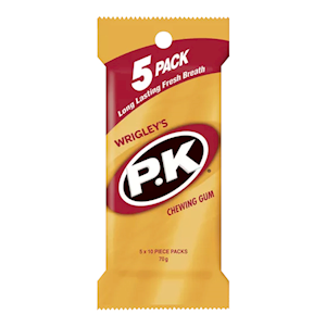 Wrigley's PK Yellow Chewing Gum, 70G, Peppermint and Licorice Flavour, 10 Pieces/Pellet, 5 Pellets/Pack Pack