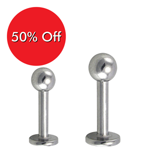 Stainless Steel Micro Labrets with Ball, 16GA, 10 x 3mm, Each Each